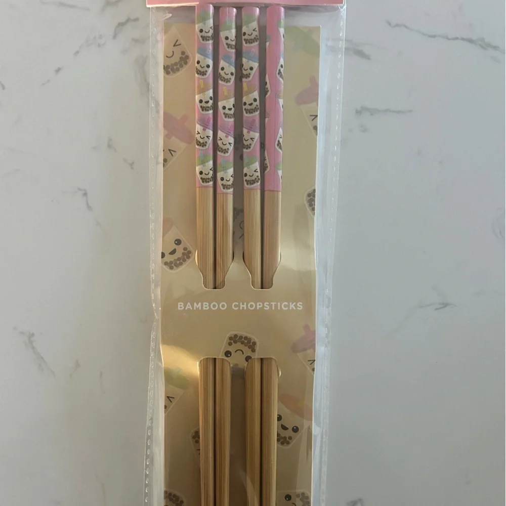 Gama-Go BOBA Bamboo Chopsticks – Cute 4-Pack | NWT